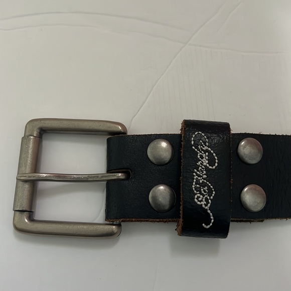 Ed Hardy leather retro Y2K biker hearts & rose, stud belt with embroidery size M main image 13